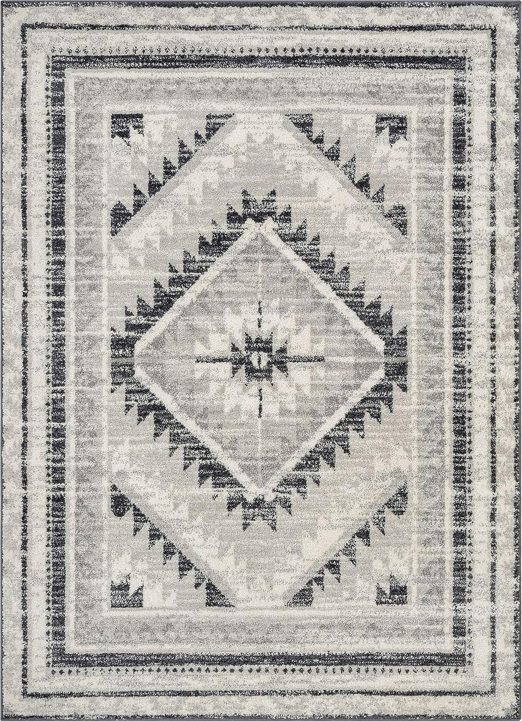 Malfi Pisa Aztec Tribal Southwestern Grey 7'10" X 10'6" Area Rug