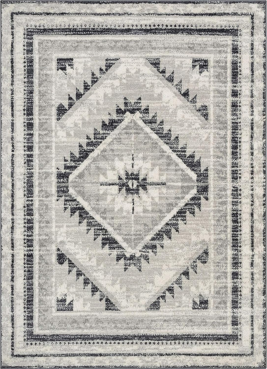 Malfi Pisa Aztec Tribal Southwestern Grey 7'10" X 10'6" Area Rug