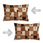Cowhide Throw Pillow Cover Queen Size Set of 2 Patchwork Cow Print Brown