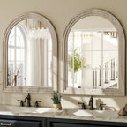 40"X 30" Arched Bathroom Mirror Wall Mirror Wooden Frame,White