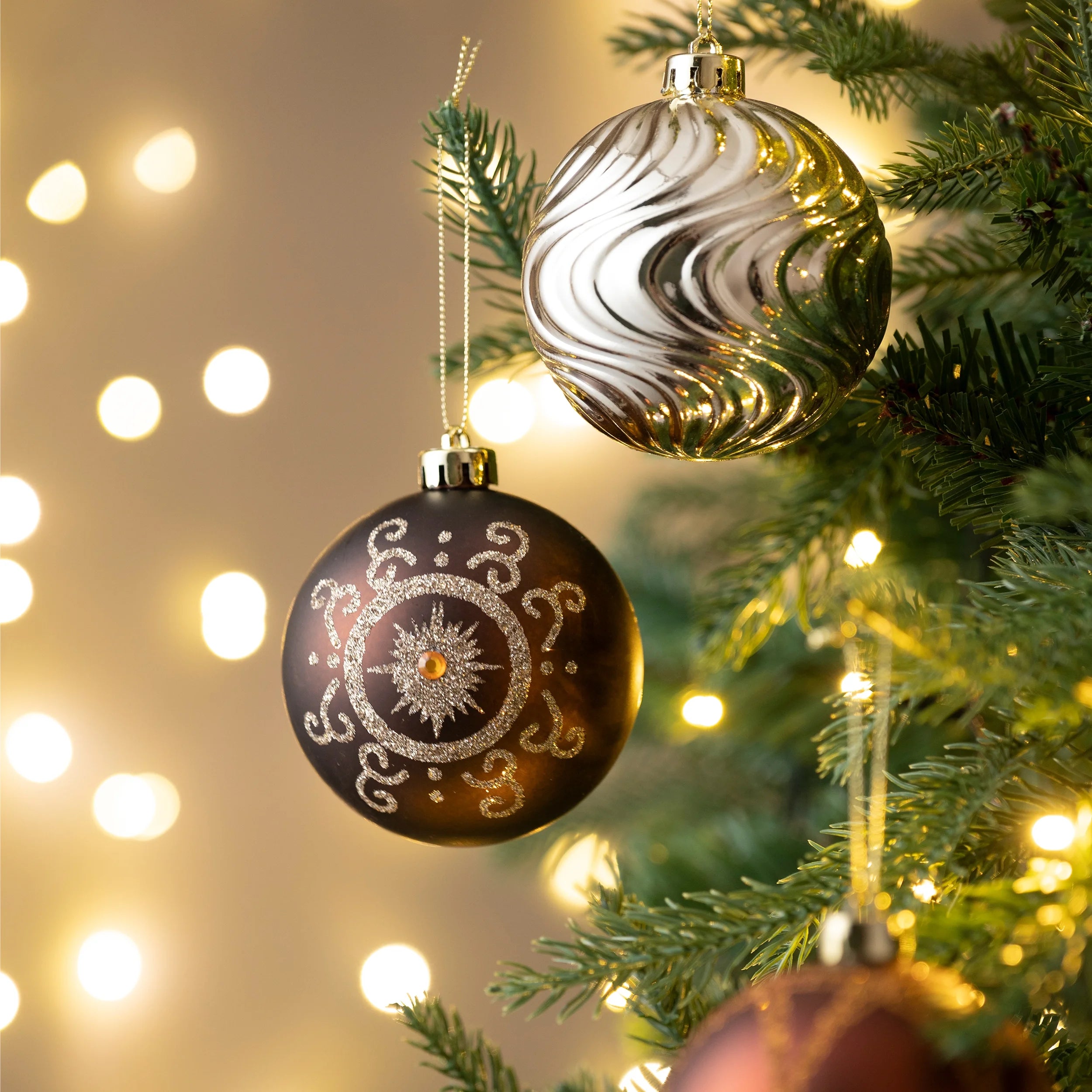 16Ct 3.15 Inches Luxurious Copper Gold Christmas Ornaments, Shatterproof Assorted Christmas Ball Ornaments, Hanging Christmas Tree Ornaments Bulk for Xmas Party Decor